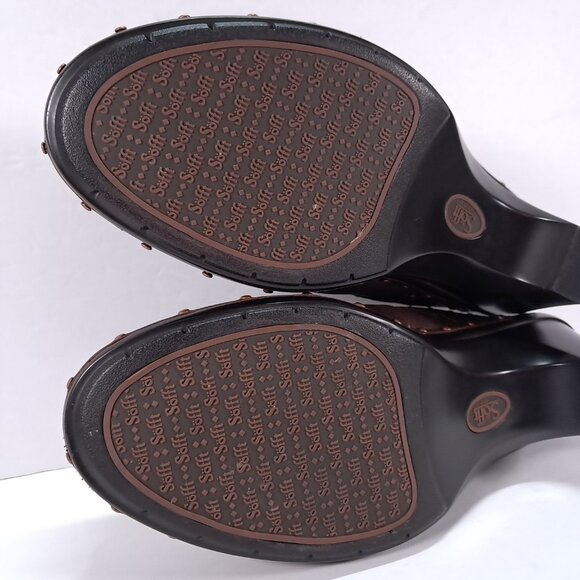 Sofft Mule Clogs Womens 9.5 M Brown Studded Leather Slip On Heel Boho 1009575 - Picture 12 of 14
